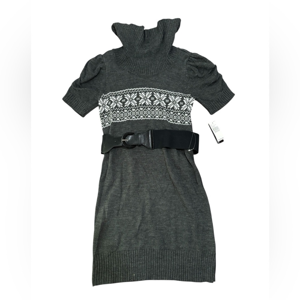 AB Studio Sweater Dress Size Mshort sleeve mini dress acrylic with belt